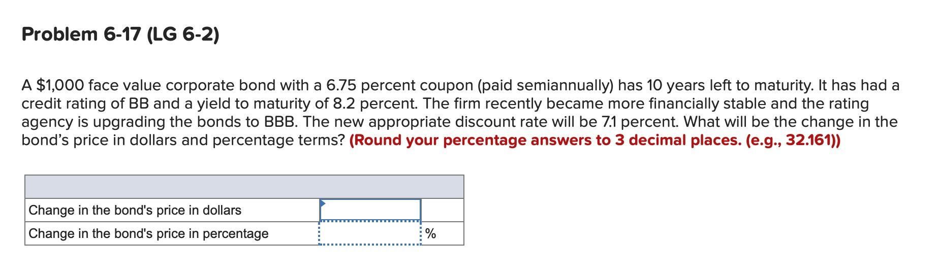 Solved A 1,000 face value corporate bond with a 6.75
