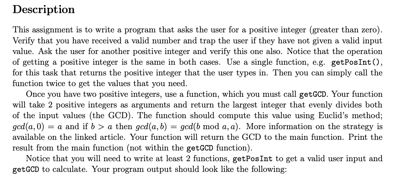 Solved Description This assignment is to write a program | Chegg.com