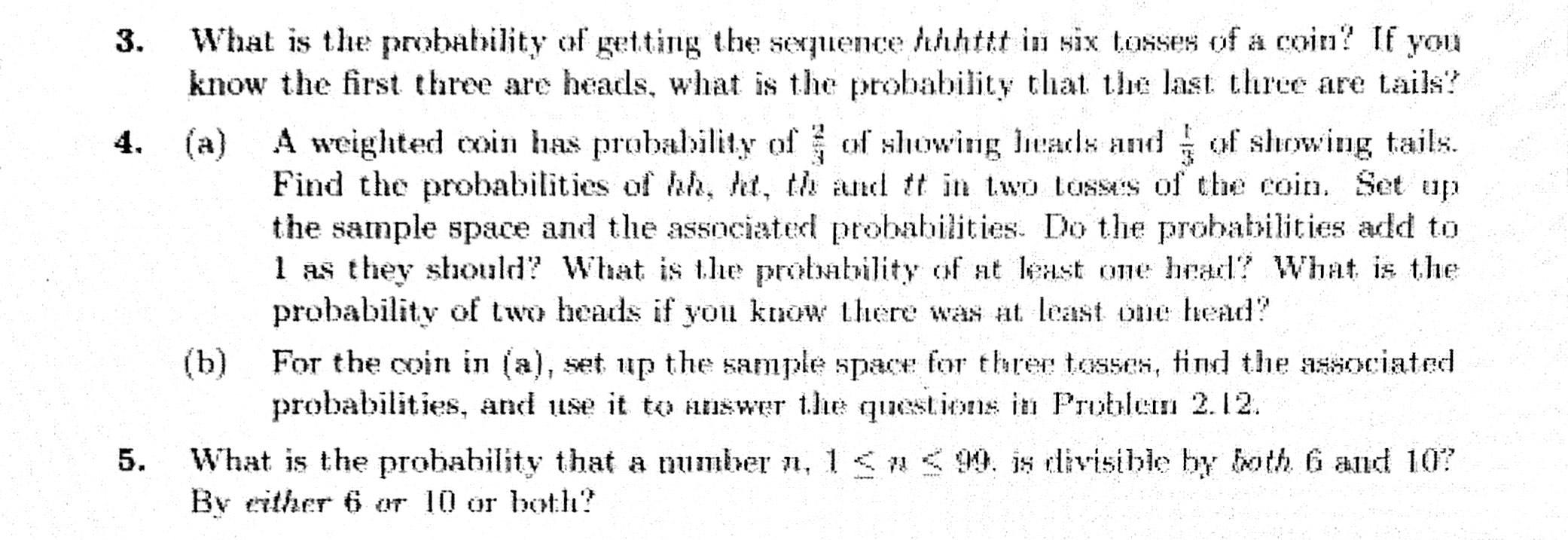 Solved 3. What is the probability of getting the sequence | Chegg.com