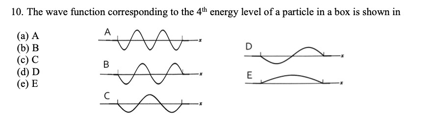 Solved 10. The wave function corresponding to the 4th energy | Chegg.com