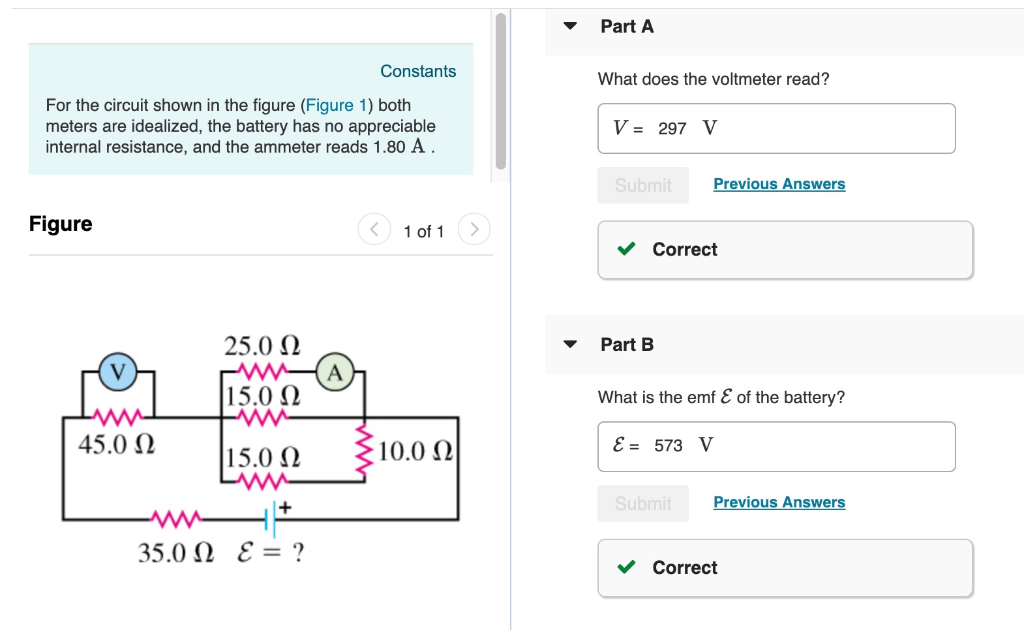 Solved Part A Constants What does the voltmeter read? For