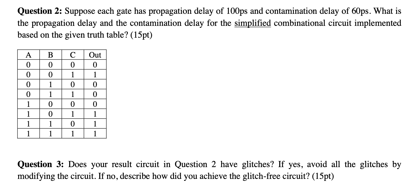 Solved Question 2: Suppose each gate has propagation delay | Chegg.com