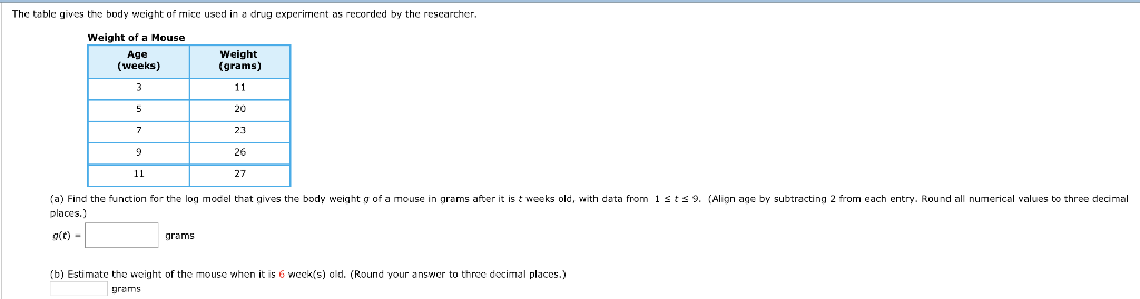 Solved The table gives the body weight of mice used in够drug | Chegg.com