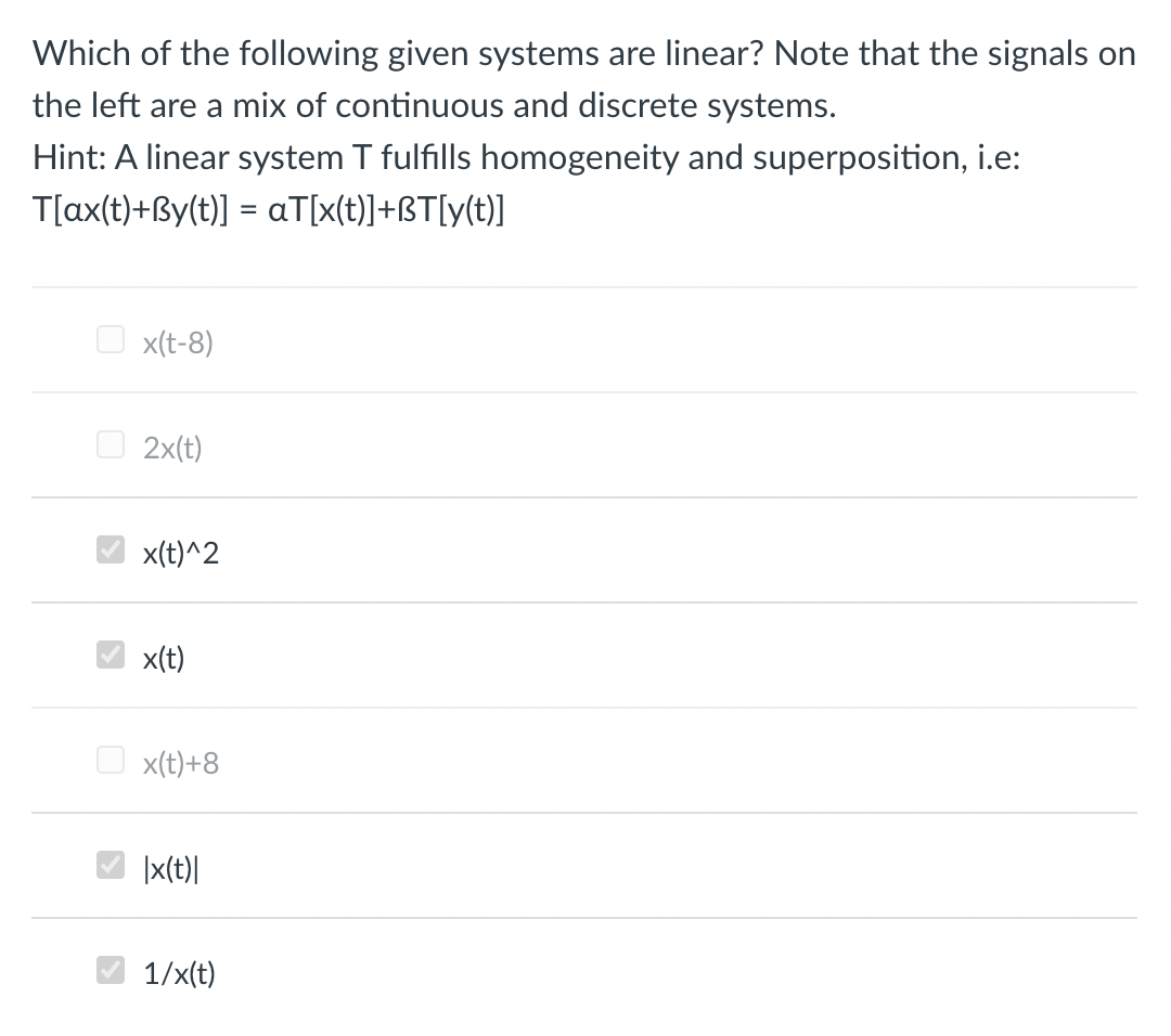Solved Which of the following given systems are linear? Note | Chegg.com
