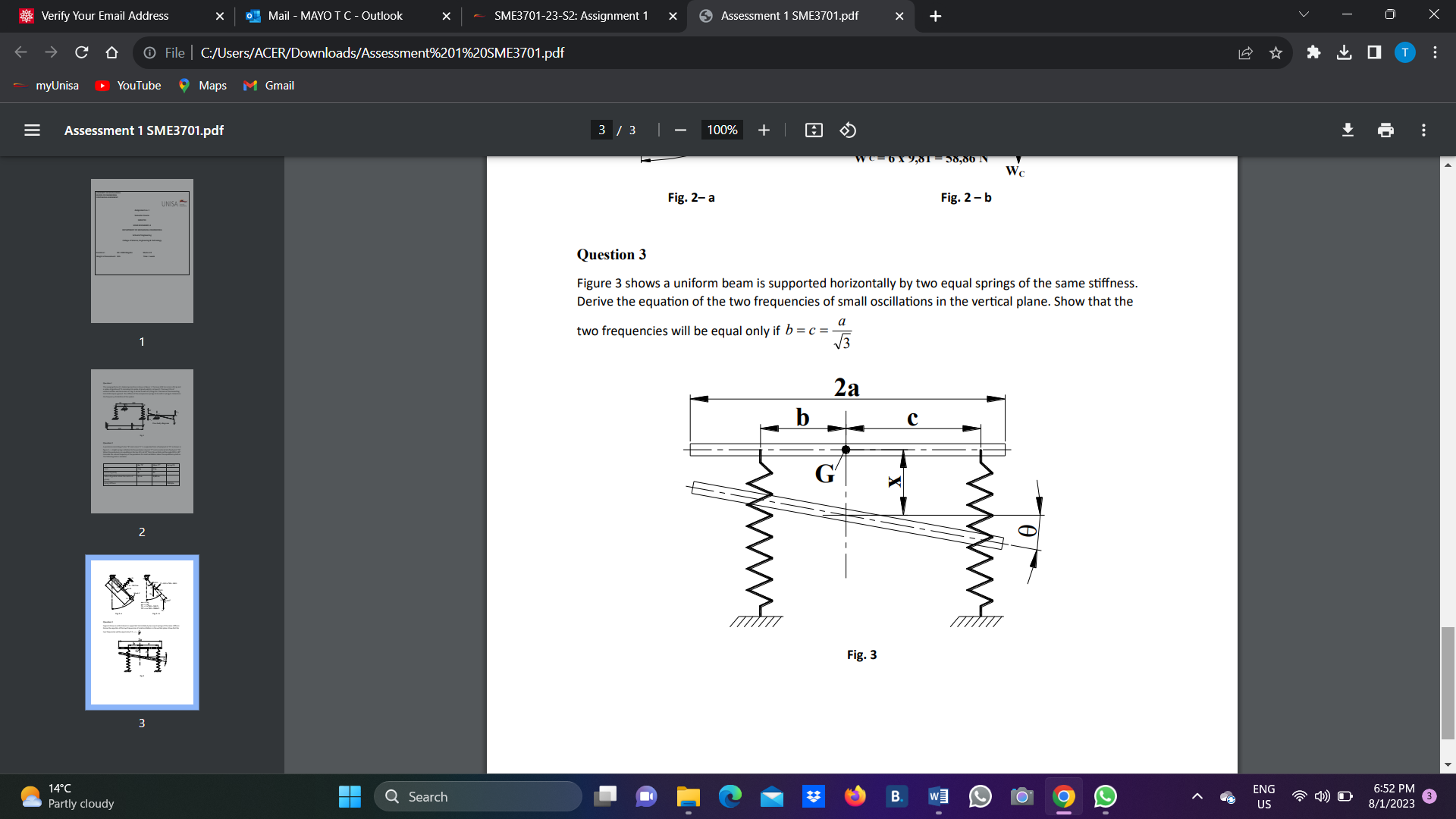 Solved Question 3 Figure 3 shows a uniform beam is supported | Chegg.com