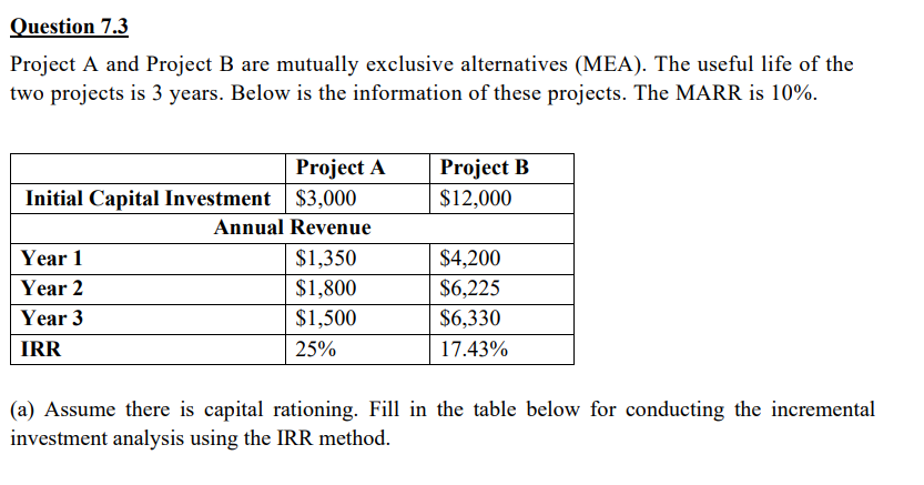 Solved Project A And Project B Are Mutually Exclusive | Chegg.com