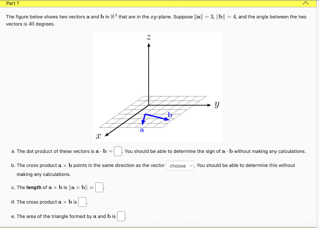 Solved The figure below shows two vectors a and b in R3 that | Chegg.com