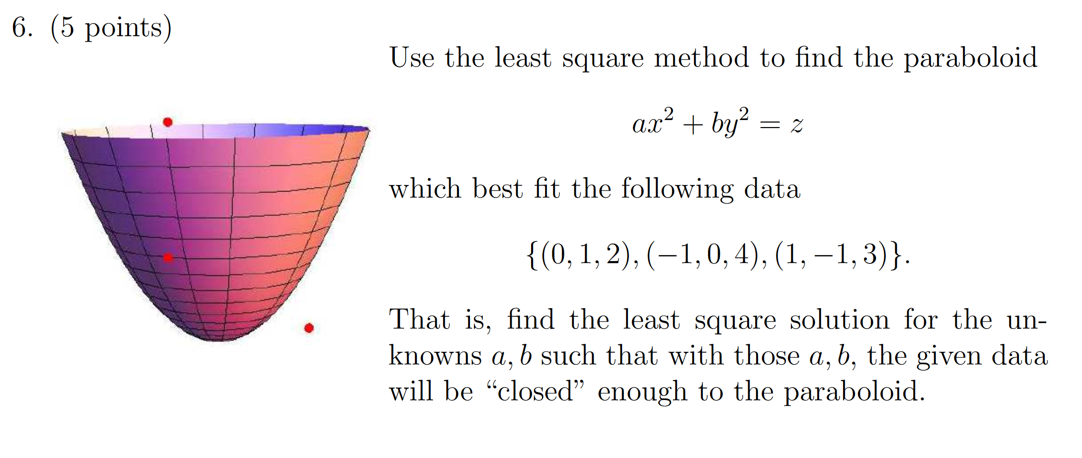 Solved 6. (5 Points) Use The Least Square Method To Find The | Chegg.com