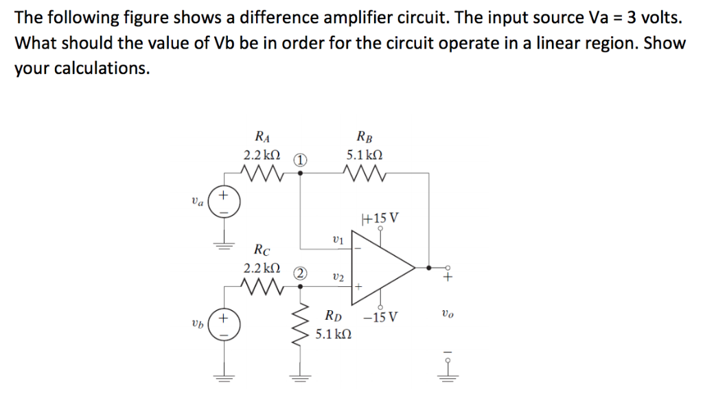 Solved The following figure shows a difference amplifier | Chegg.com