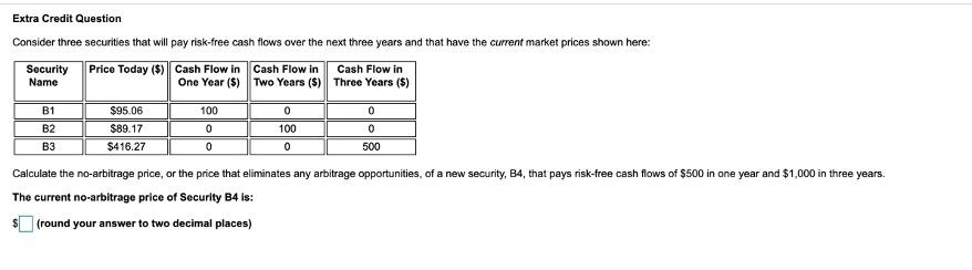 Solved Extra Credit Question Consider three securities that | Chegg.com