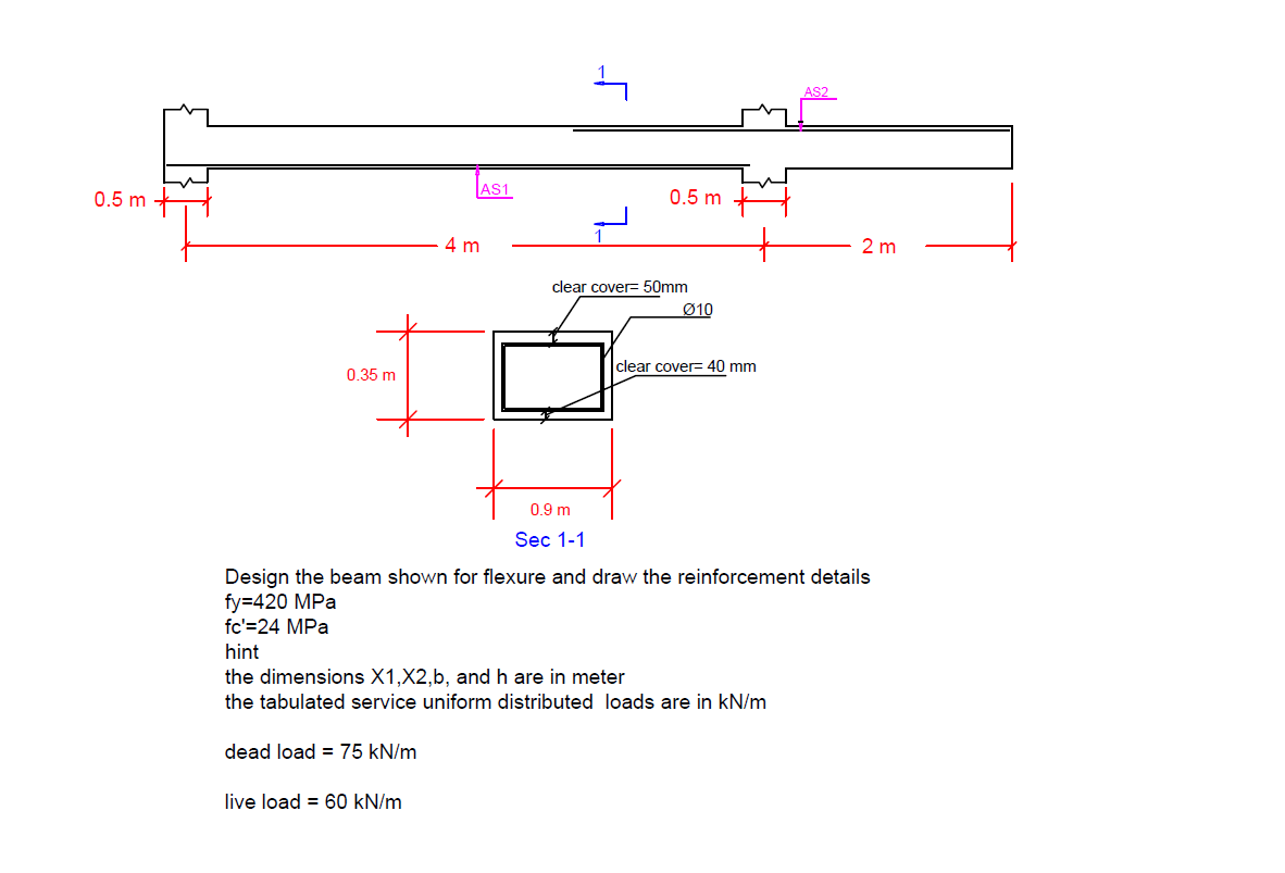 Solved Design the beam shown for flexure and draw the | Chegg.com