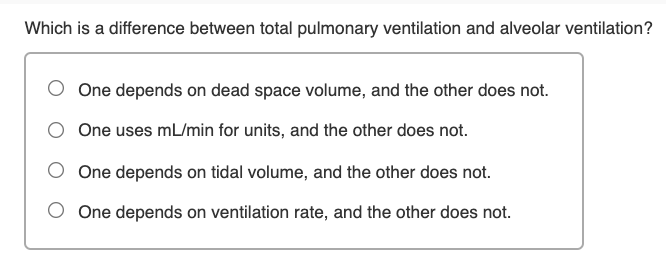 Solved Which is a difference between total pulmonary | Chegg.com