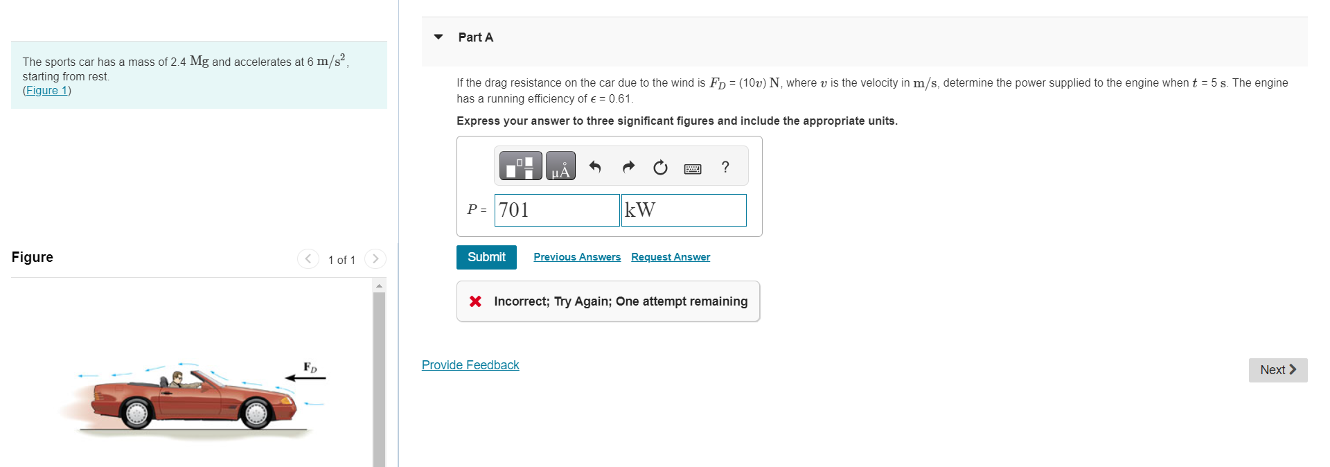 Solved The sports car has a mass of 2.4Mg and accelerates at