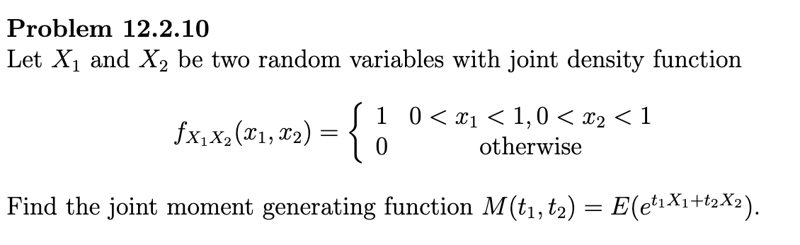 Solved Problem 12.2.10 Let X1 and X2 be two random variables | Chegg.com
