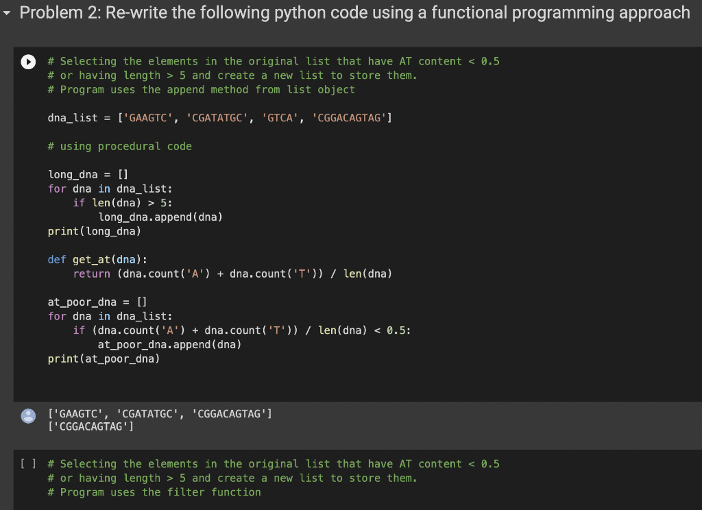 Solved Problem 2: Re-write the following python code using a | Chegg.com