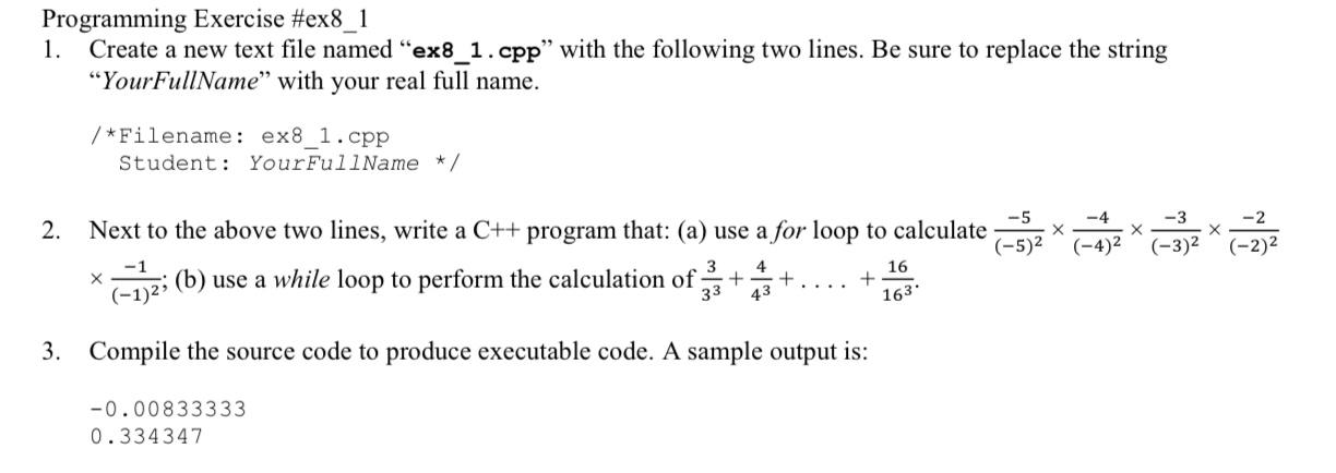 Solved Programming Exercise #ex8 1 1. Create A New Text File | Chegg.com