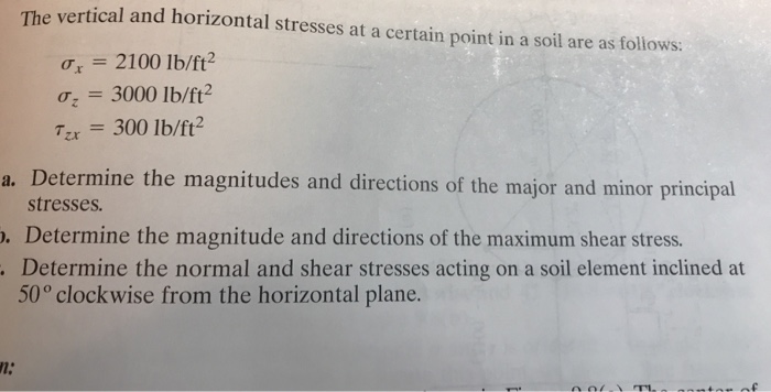 Solved The vertical and horizontal stresses at a certain | Chegg.com