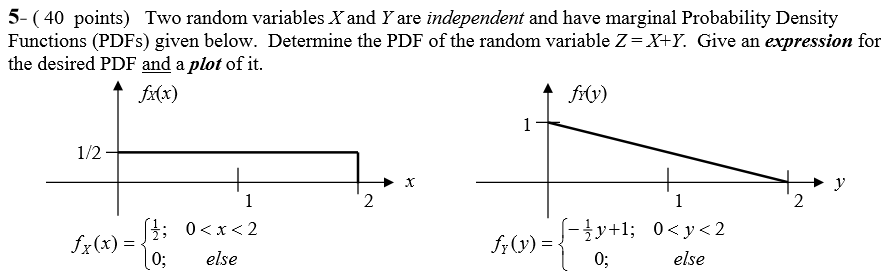 Solved 5- ( 40 points) Two random variables X and Y are | Chegg.com