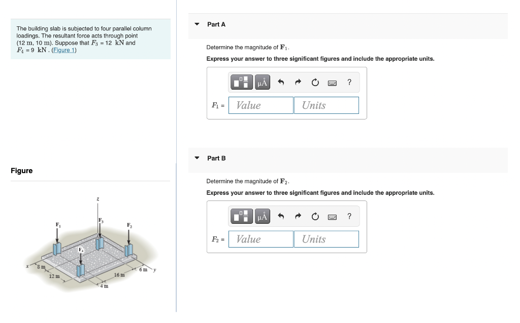 Solved The building slab is subjected to four parallel | Chegg.com