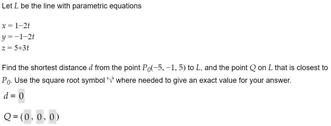 Solved Let L Be The Line With Parametric Equations | Chegg.com