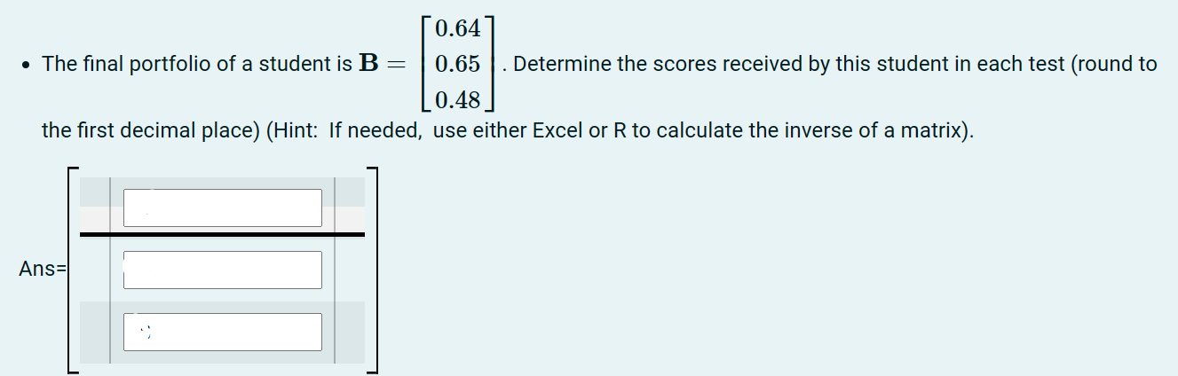 Solved - The final portfolio of a student is | Chegg.com