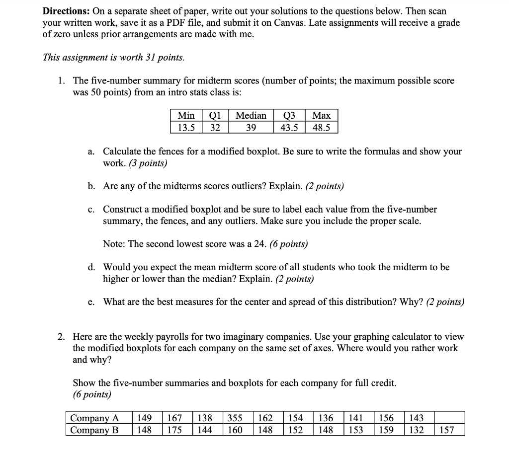 Solved Directions: On a separate sheet of paper, write out  Chegg.com