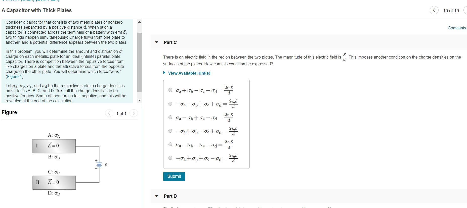 Solved 1 ' ' A Capacitor with Thick Plates 10 of 19