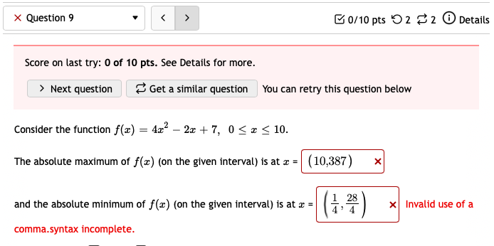 Solved Question 7 > B0/10 Pts 32 Details Consider The | Chegg.com