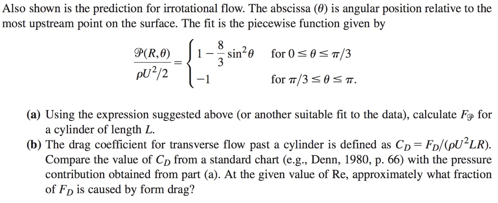 Solved 66. Drag on a Cylinder at High Reynolds Number