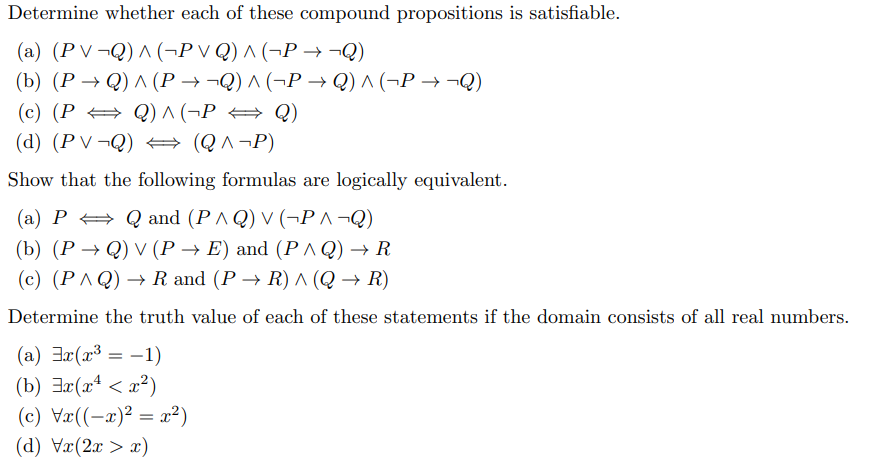Solved Determine whether each of these compound propositions | Chegg.com