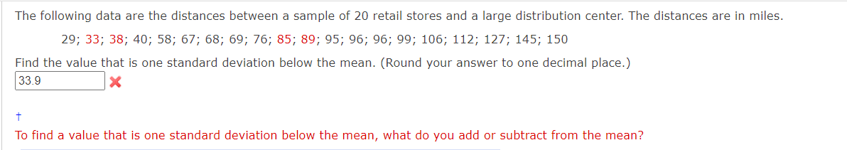 Solved The following data are the distances between a sample | Chegg.com
