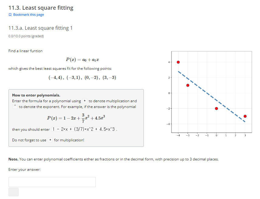 Solved 11.3. Least square fitting Bookmark this page | Chegg.com