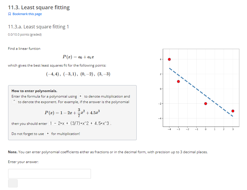 Solved 11.3. Least Square Fitting Bookmark This Page | Chegg.com