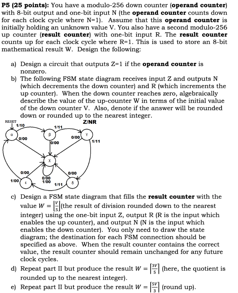 P5 (25 points): You have a modulo-256 down counter | Chegg.com