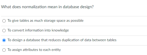 Solved What Does Normalization Mean In Database Design? To | Chegg.com