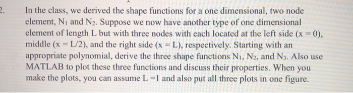 Solved . In the class, we derived the shape functions for a | Chegg.com