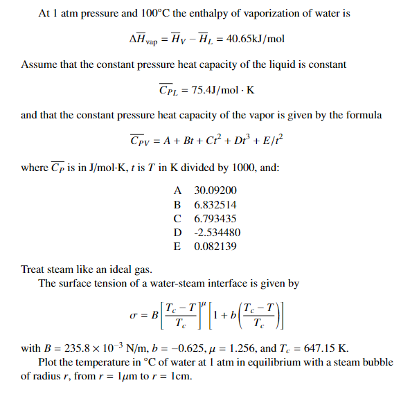 At 1 atm pressure and 100°C the enthalpy of | Chegg.com