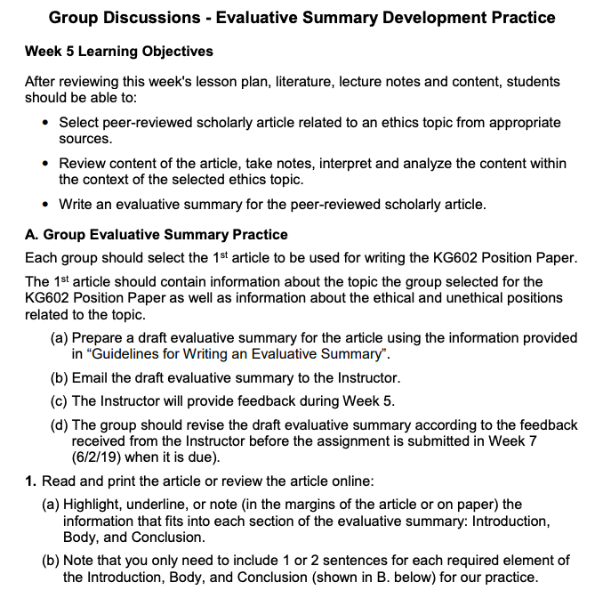 Solved Evaluative Summary Development Practice Group | Chegg.com