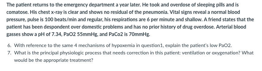 Solved The patient returns to the emergency department a | Chegg.com