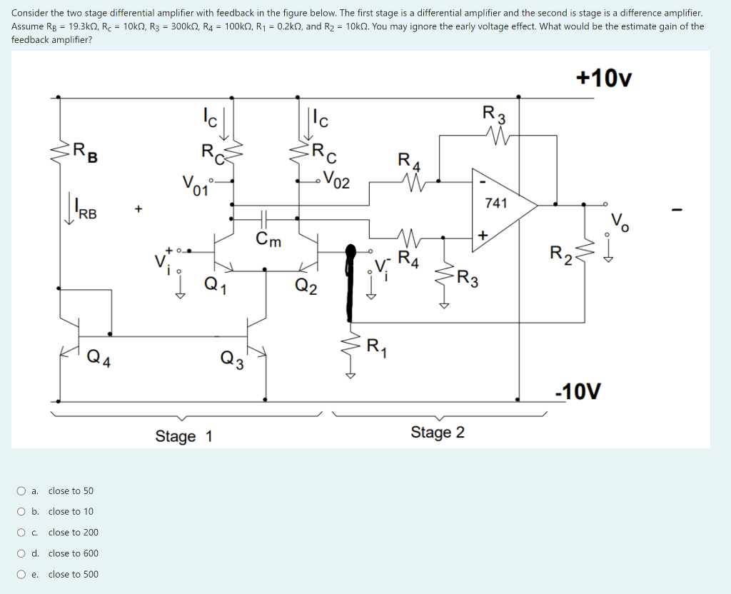 Solved Consider the two stage differential amplifier with | Chegg.com
