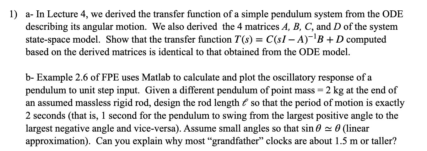 Solved a- In Lecture 4, we derived the transfer function of | Chegg.com