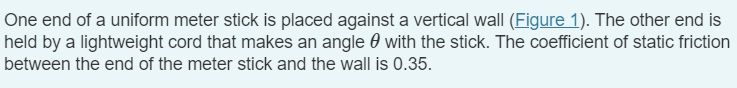 Solved One end of a uniform meter stick is placed against a | Chegg.com