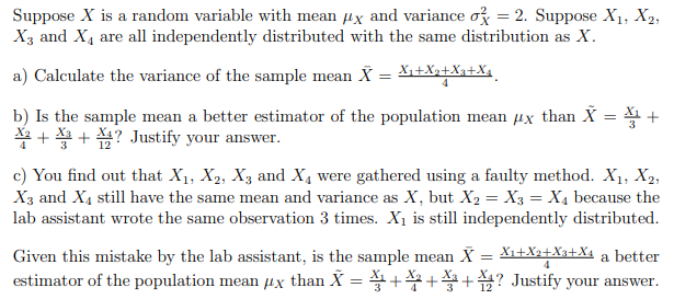 Solved Suppose X is a random variable with mean μX and | Chegg.com