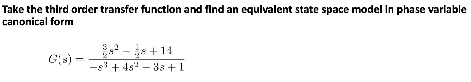 Solved Take the third order transfer function and find an | Chegg.com
