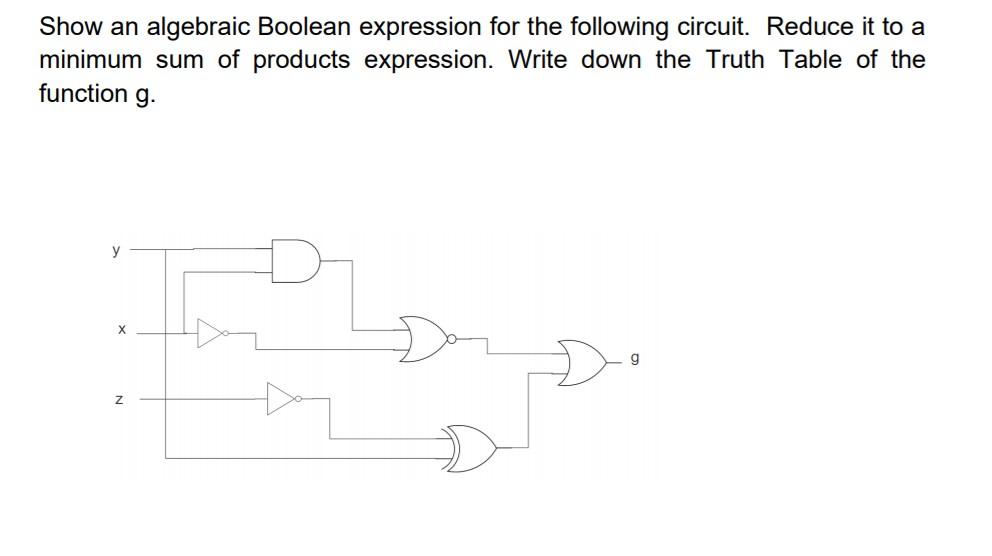 Solved Show an algebraic Boolean expression for the | Chegg.com