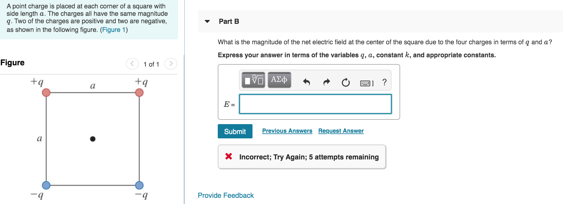 Solved A point charge is placed at each corner of a square | Chegg.com