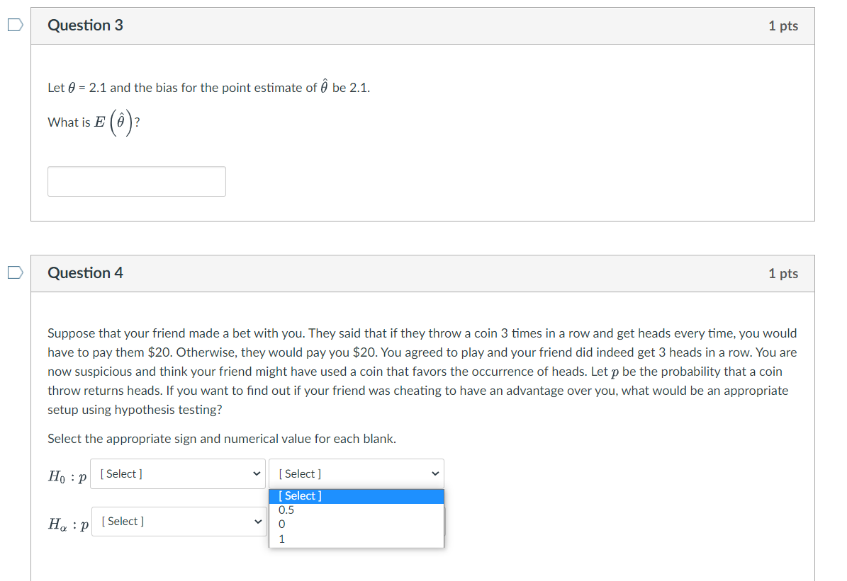 Solved Question 3 1 pts Let 0 = 2.1 and the bias for the | Chegg.com