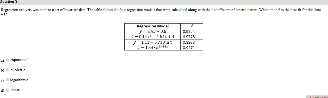 Solved Questions Regression analysis was done to a set of | Chegg.com