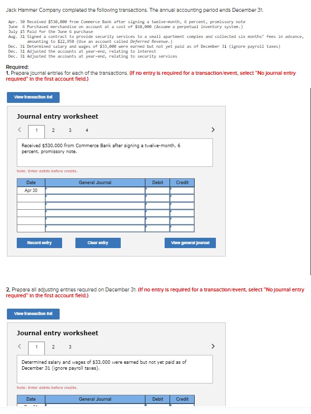Solved Jack Hammer Company completed the following
