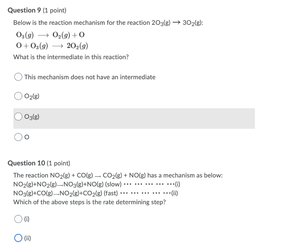Solved Question 9 (1 point) Below is the reaction mechanism | Chegg.com
